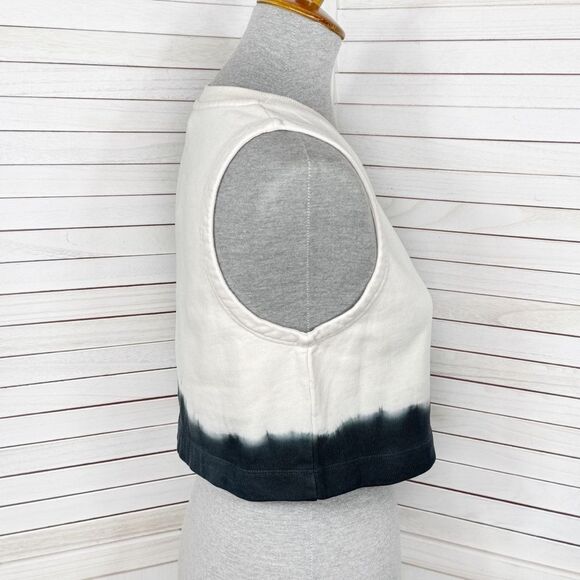 AllSaints Lila Ombre Cropped Sleeveless Sweatshirt Top Cream Black Small - Picture 4 of 12